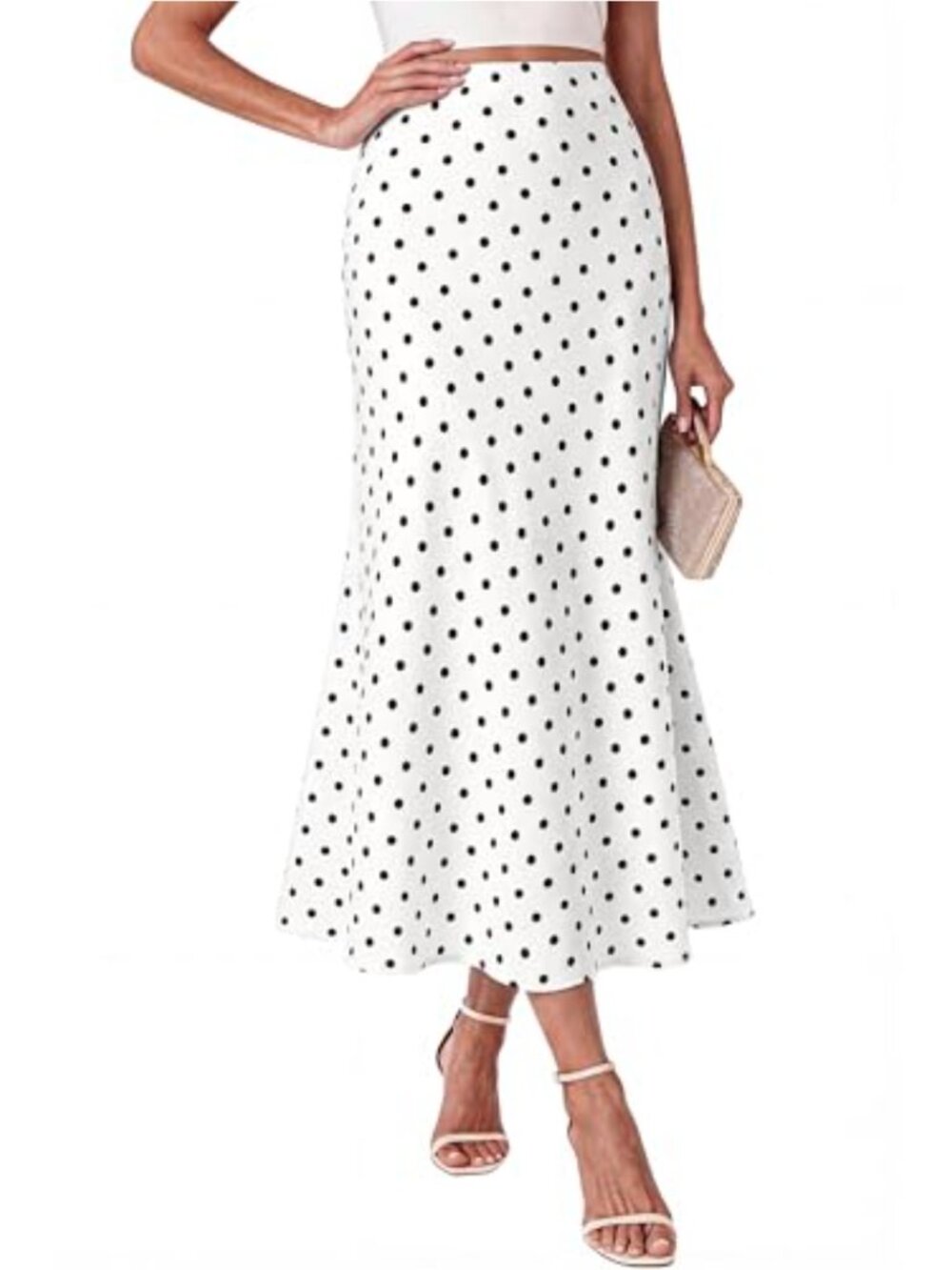 Women's Satin Midi A-Line High Waisted Skirt